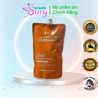 Kem duỗi ép 3 in 1 straight perm sochi collagen organic nhật bản 1000ml không cần dập định hình lần 2 chính hãng sury