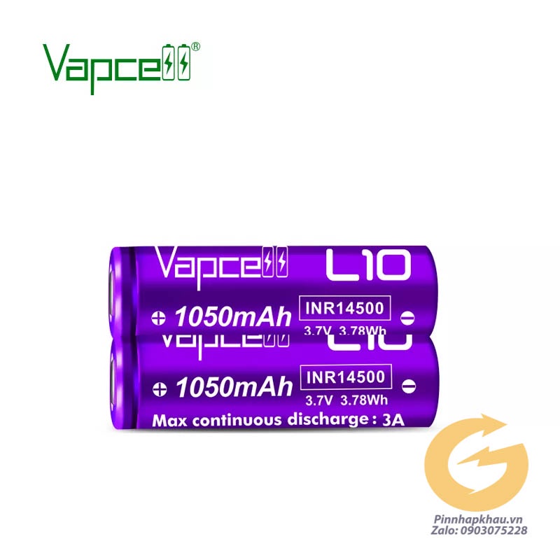 Pin Sạc 14500 Vappcell L10 xã 3A 1050mah mới 100% dùng cho quạt, tông chấn, robot, đèn pin