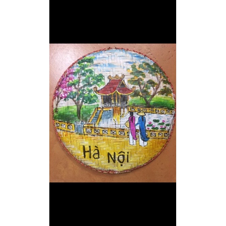 Tranh vẽ phong cảnh đẹp trên mẹt tre