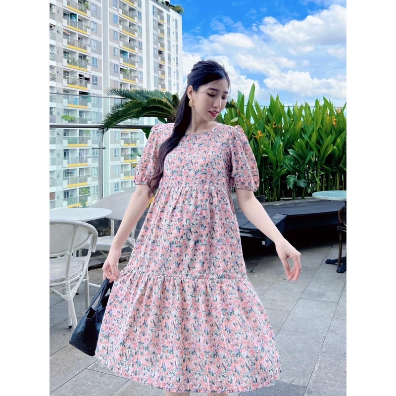 Đầm babydoll/bầu hoa freesize mới 95%