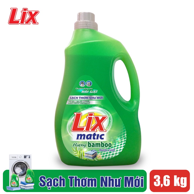 Combo 2 Chai nước giặt Lix Matic hương bamboo (2 chai x 3.6kg) N2601 - Dành cho máy giặt cửa trước