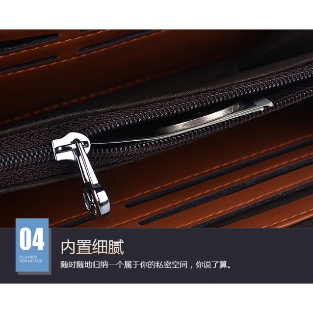 Ví Da PU Dáng Dài Phối Khóa Kéo Cá Tính Cho Nam