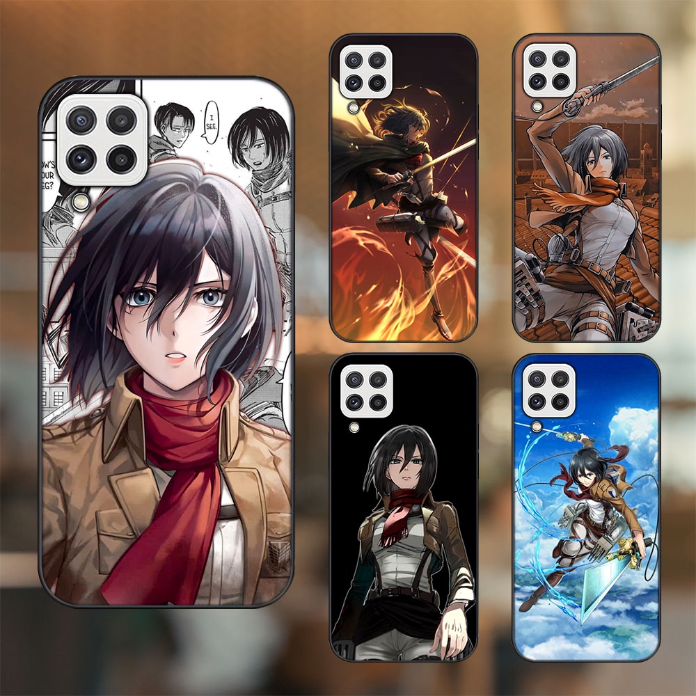 Ốp lưng Samsung A22 4G, A22 5G viền đen in hình Mikasa Ackerman Attack On Titan