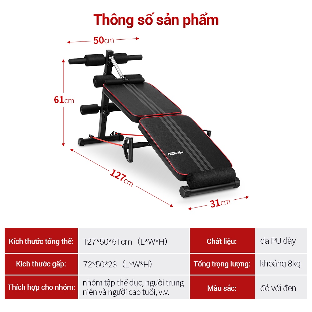 OneTwoFit Ghế tập bụng đa chức năng Ghế tập bụng Thiết bị tập thể dục tại nhà OT184