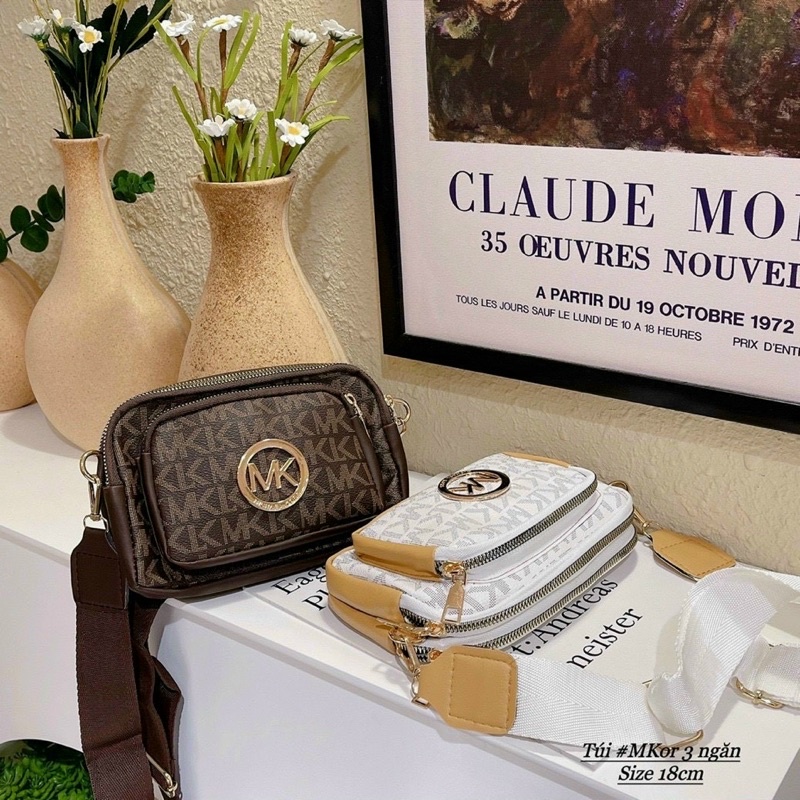Túi xách ba ngăn MK dây đeo bản to, túi đeo chéo, túi đeo vai thời trang