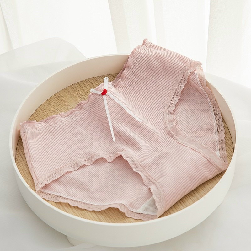 Quần Lót Nữ LENA BRA Cotton Tăm Viền Ren Kháng Khuẩn Tim Phối Nơ Dễ Thương QL1038