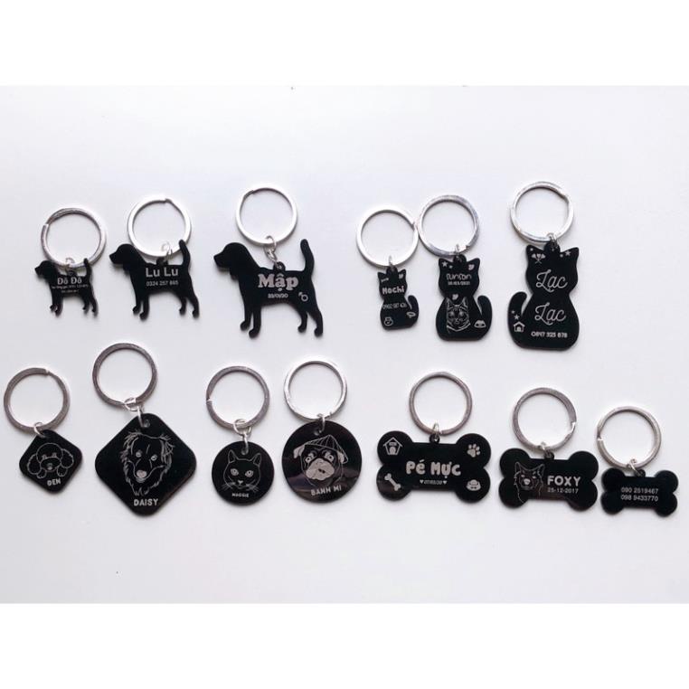Bảng Tên Chó Mèo Pet Tag - Thẻ Tên Thú Cưng - Móc Khóa Tên Cho Pet (khắc theo yêu cầu)