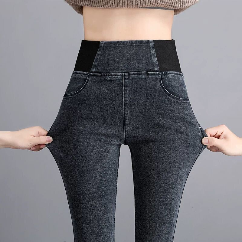 Quần Jean Nữ Lưng Cao Dáng Ôm Co Giãn Phong Cách Thu Đông Mới Cỡ Lớn 40-100kg