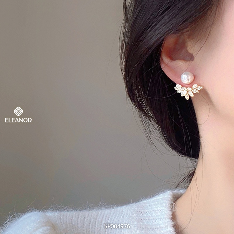 Bông tai nữ chuôi bạc 925 Eleanor Accessories ngọc trai nhân tạo hình đôi cánh phụ kiện trang sức 4976