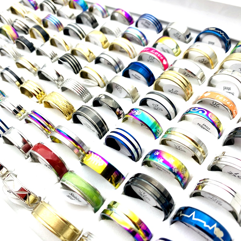 Set 20 Nhẫn Thép Không Gỉ Thiết Kế Mới Thời Trang Dành Cho Cả Nam Và Nữ