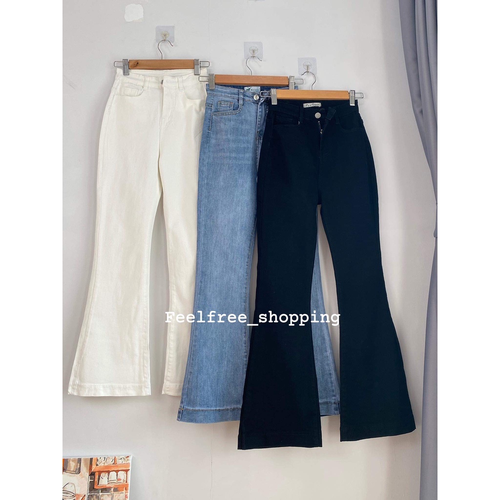 (clip,ảnh thật) Quần Jeans Ống Loe Feelfree Chất Jean Co Giãn Cạp Cao VNXK Cao Cấp Có Loại Cho Bigsize Nấm Lùn QJ06