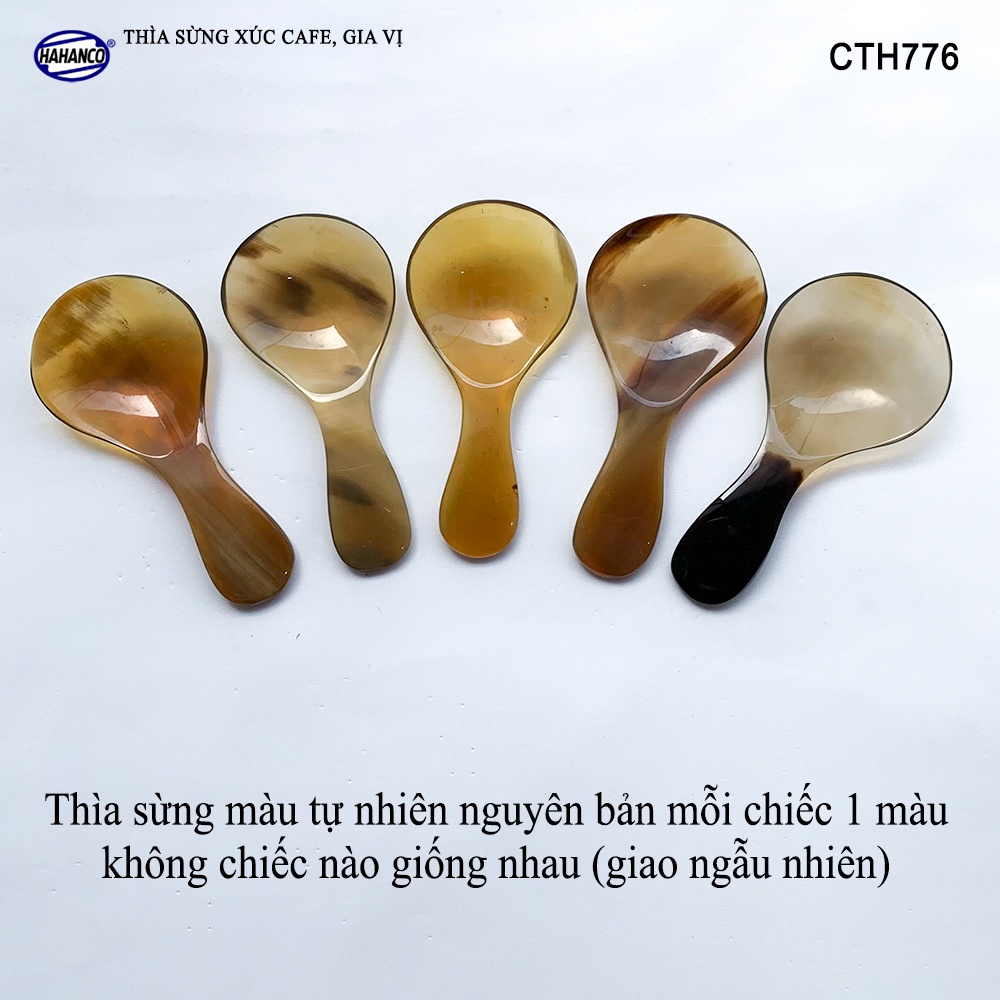 Thìa Muỗng Miệng To Xúc Gia Vị Bằng Sừng HAHANCO Nhỏ Gọn Giúp Không Mất Mùi - CTH776
