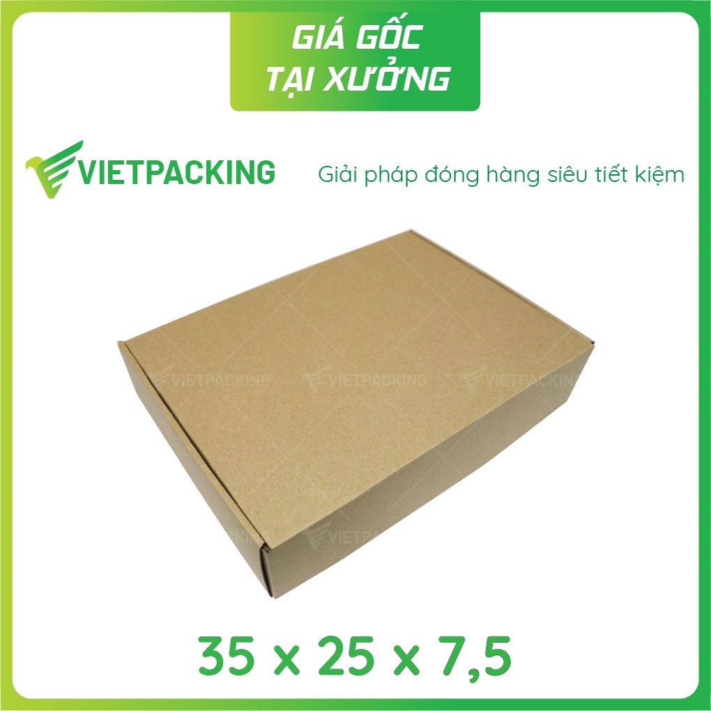 35x25x7,5 - 25 hộp carton nắp gài hông đẹp đựng quần áo thời trang V1020