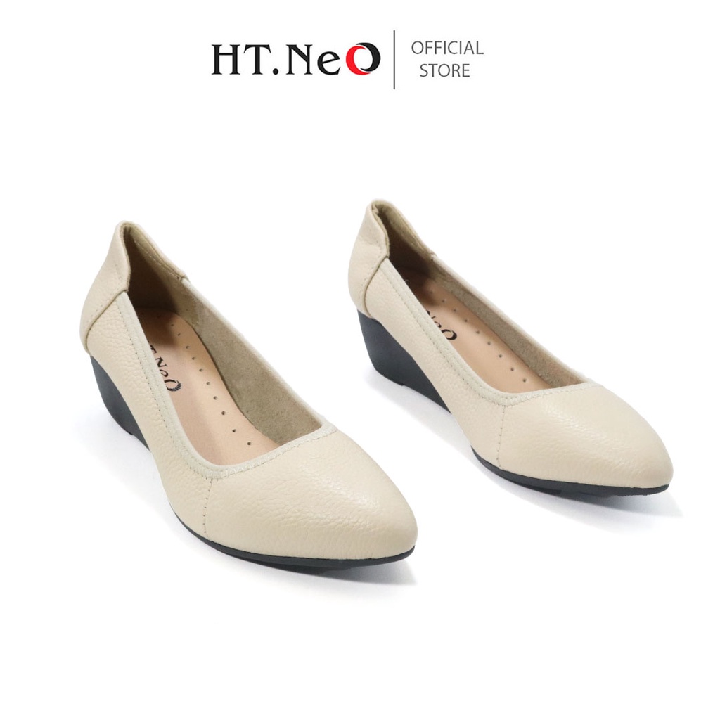 Giày Nữ Đế Xuồng HT.NEO Da Thật 100% ,Đế Cao 5cm ,Thiết Kế Mũi Nhọn Trơn Phong Cách Basic Nhẹ Nhàng ,Sang trọng