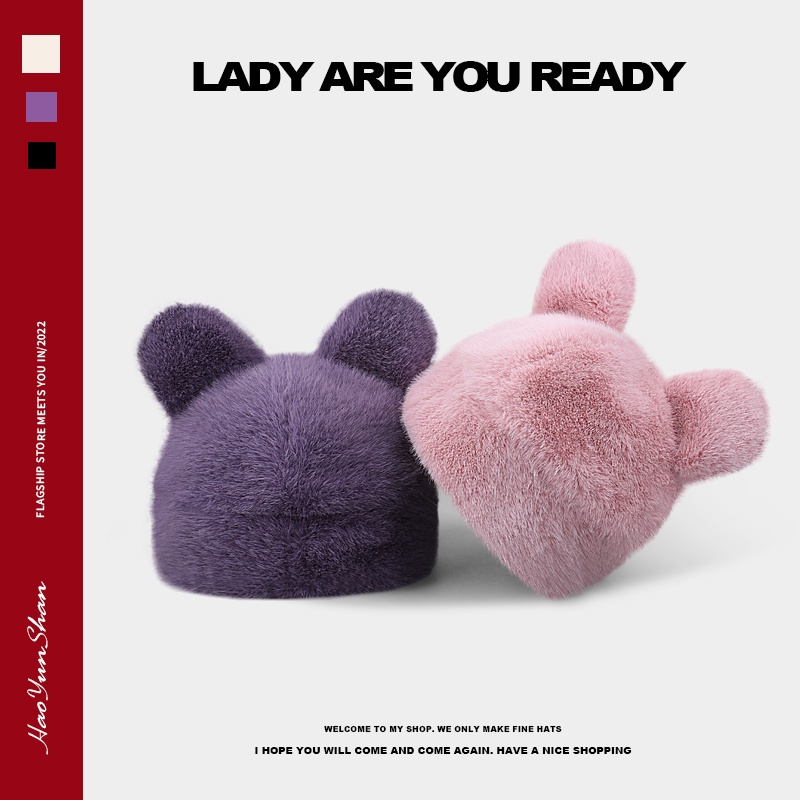 Mũ Trùm Đầu Giả Lông Chồn Đính Tai Gấu Hoạt Hình Phong Cách Hàn Quốc Thời Trang Thu Đông Cho Nữ