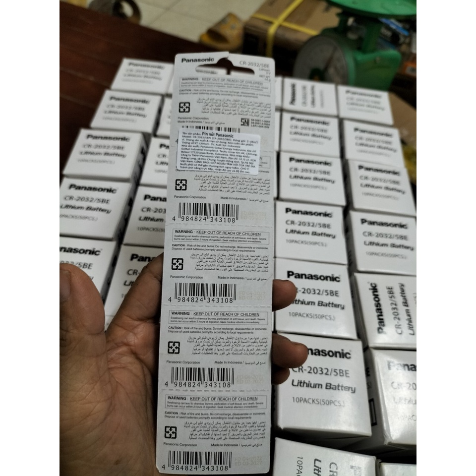 Vỉ 5 Viên Pin Panasonic CR2032 / CR2025 / CR2016  Pin 3V Lithium Made in Indonesia