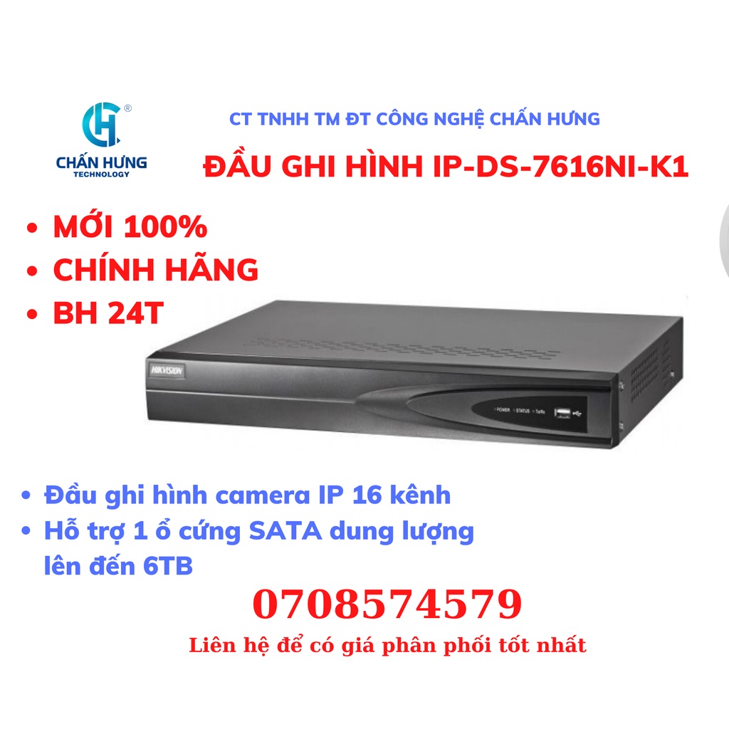 Đầu ghi hình 4/8/16 kênh DS-7604NI-K1/DS-7608NI-K1/DS-7616NI-K1 chính hãng bảo hành 24 tháng