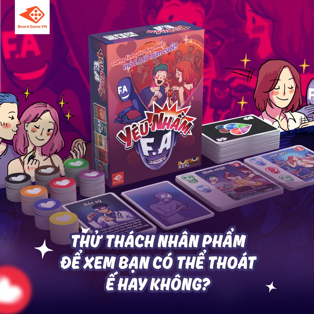 [CHÍNH HÃNG] YÊU NHẦM F.A - Khi F.A là trùm cuối | Boardgame thẻ bài cho hội F.A  - Thư Viện Đồ Chơi