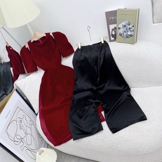 Set áo dài cách Tân chất nhung