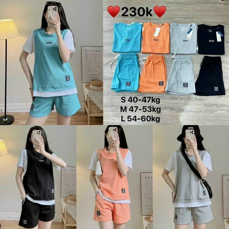 Sét đồ bộ mặc nhà nữ chất cotton logo in NO9 được may tỉ mỉ chất vải mềm,mát freesize từ(43-58)kg