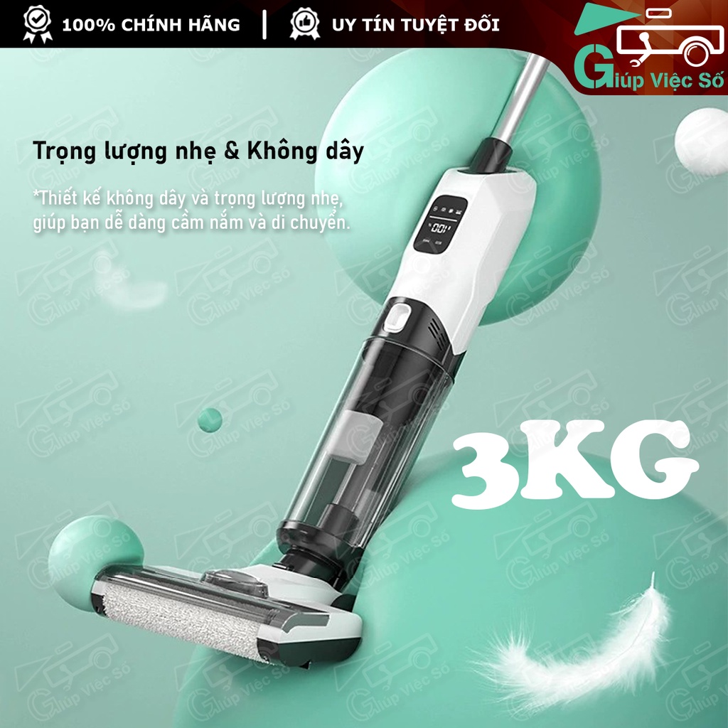 Máy Hút Bụi Lau Nhà Chà Sàn Không Dây TỰ GIẶT GIẺ 3in1 GT8 - Máy Hút Bụi Khô Ướt Cầm Tay