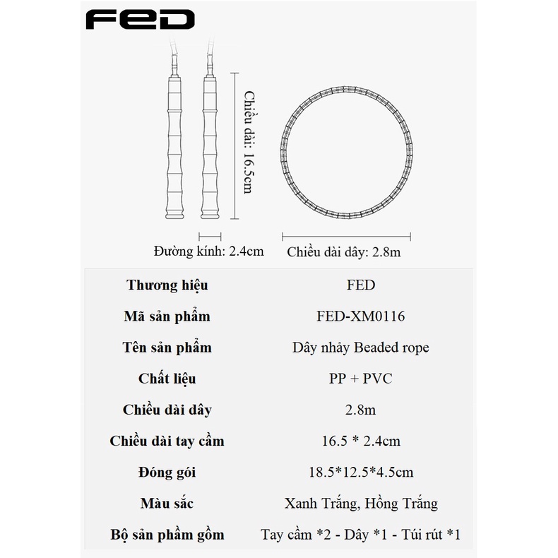 Dây nhảy hạt, dây nhảy Beaded rope FED-XM0116