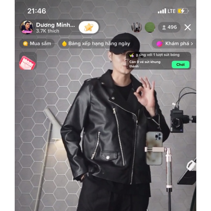 Áo khoác da biker AGUSS Fullbox, chất da nhân tạo nhập khẩu cao cấp | Áo da biker jacket đen