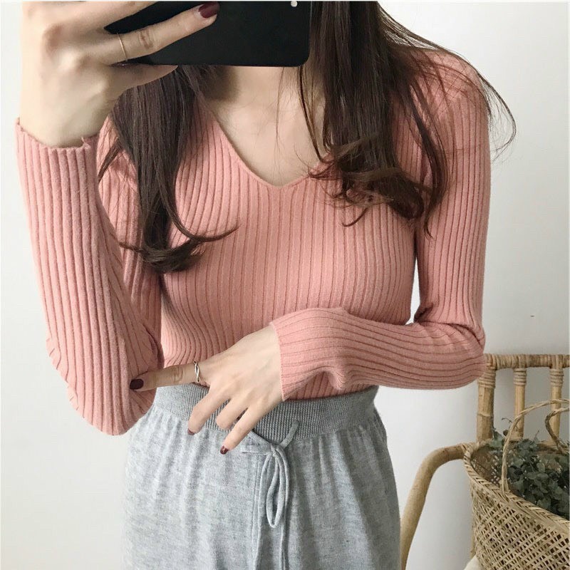 Áo Len Lông Thỏ Cổ Tim- Áo Len Cổ Tim