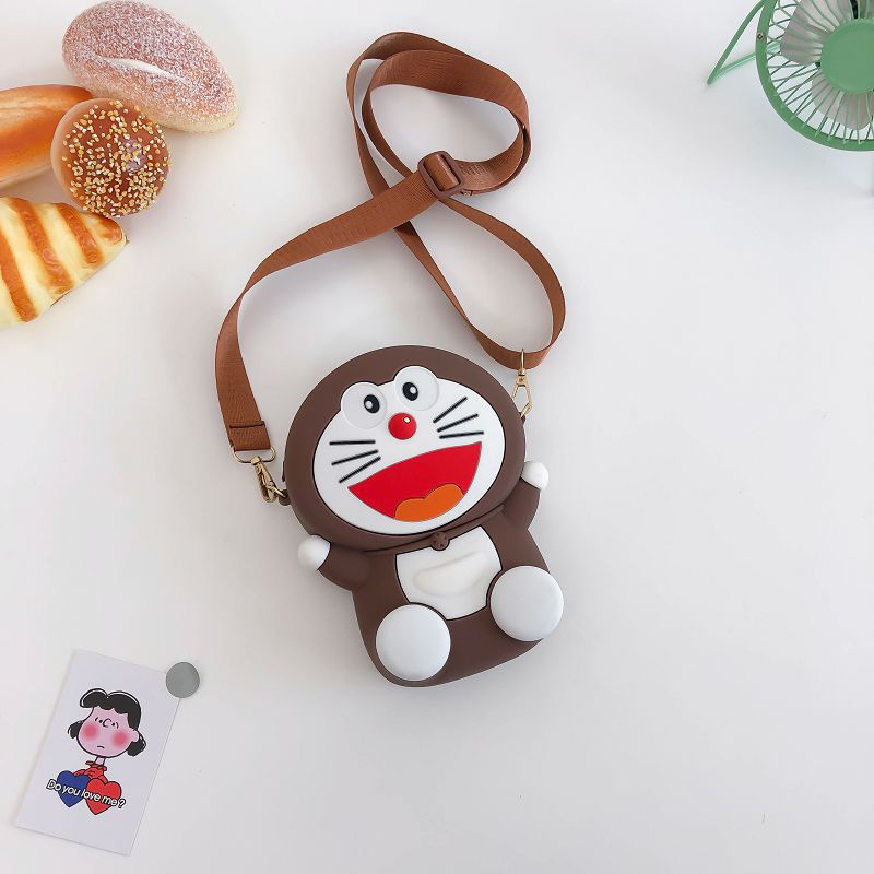 Túi Đeo Vai Bằng Silicon Họa Tiết Hoạt Hình Doremon Dễ Thương Chống Thấm Nước Cho Bé