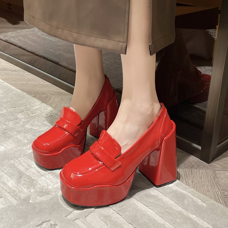 Giày Cao Gót Đế Dày Mũi Tròn Màu Trơn Thời Trang