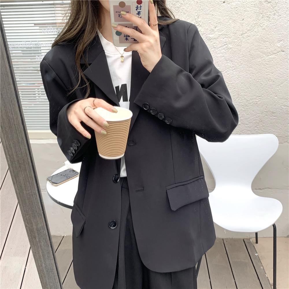 Jiashucheng Hàng Có Sẵn Áo Khoác Vest Dáng Rộng Màu Xanh Dương Phong Cách Hàn Quốc Thời Trang Xuân Thu Bán Chạy