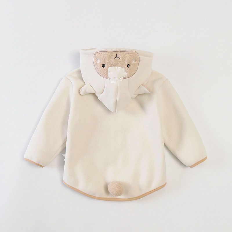 Áo Khoác Cardigan Có Mũ Trùm Bằng Vải Lông Cừu Thời Trang Thu Đông Cho Bé Trai / Gái