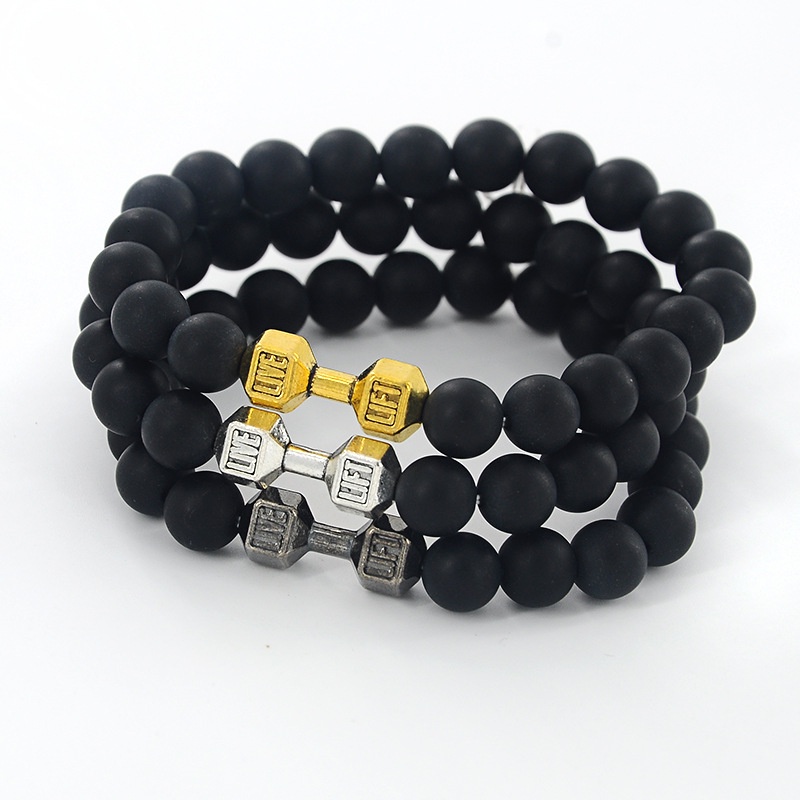 Vòng Tay Chuỗi Hạt Đá Núi Lửa Màu Đen / Đen Nhám Tùy Chỉnh Thời Trang Cho Nam Và Nữ