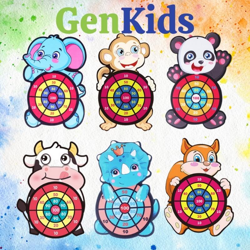 Bảng phi tiêu ném bóng dính cho bé GenKids bảng ném bóng gai hình con vật tăng khả năng quan sát cho bé