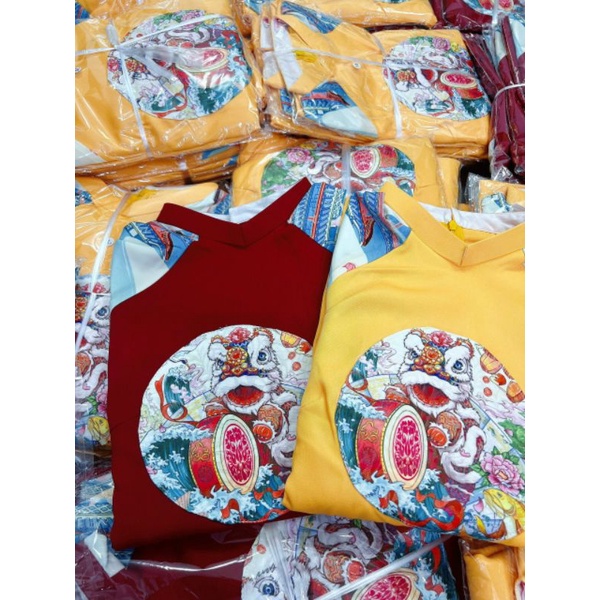 Áo dài bé trai bé gái long phụng, áo dài gia đình chất tafta phối tay in lạ mắt - Áo Dài Sài Gòn H&T