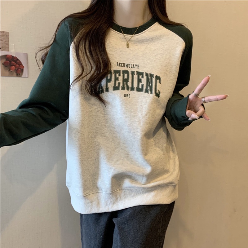 Áo Nỉ Nữ Dài Tay Cổ Tròn Thời Trang Hàn