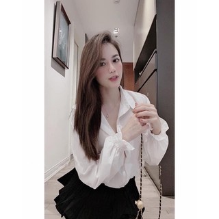 Áo sơ mi trắng tay bo chun
