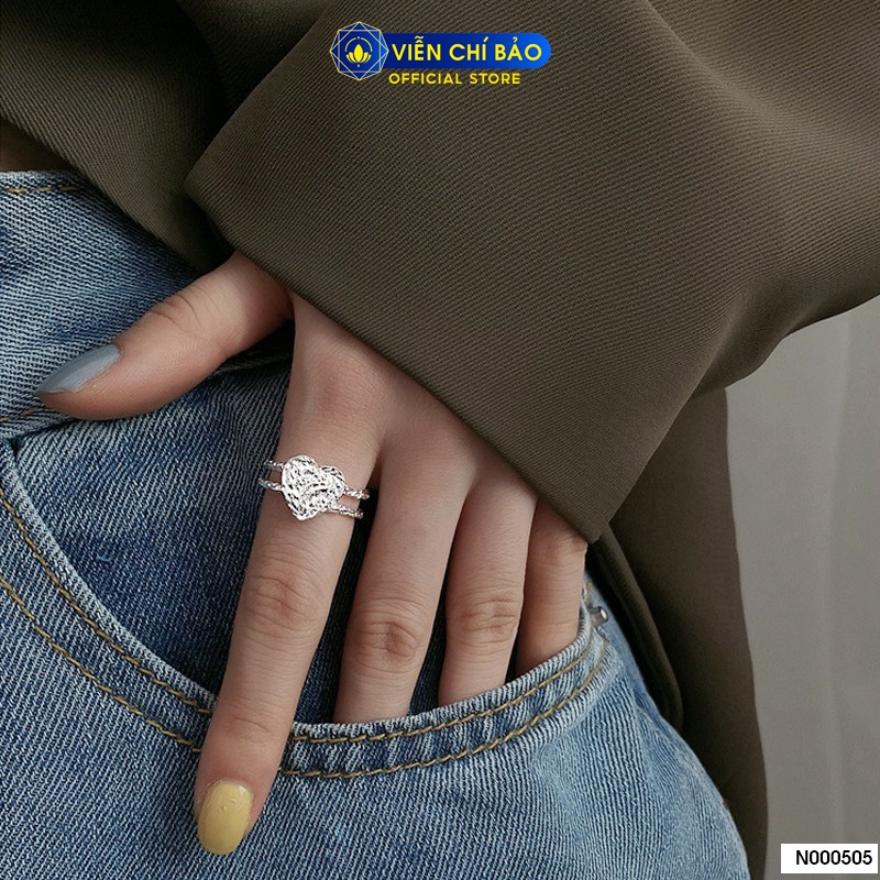 Nhẫn bạc nữ trái tim mới chất liệu bạc 925 thời trang phụ kiện trang sức Viễn Chí Bảo N000505