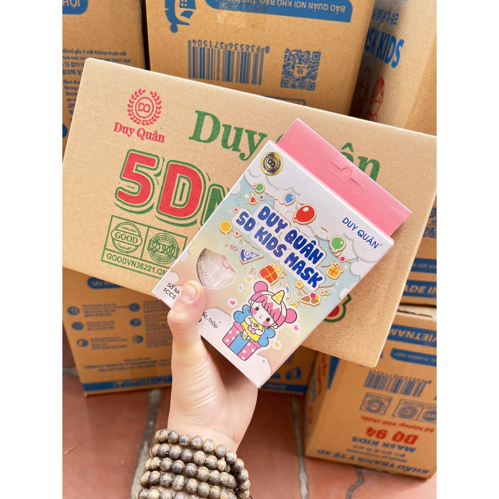 Thùng 100 CHIẾC Khẩu Trang 5D Kids Trẻ Em Mask Duy Quân cho bé, cho trẻ em 2 tuổi kháng khuẩn