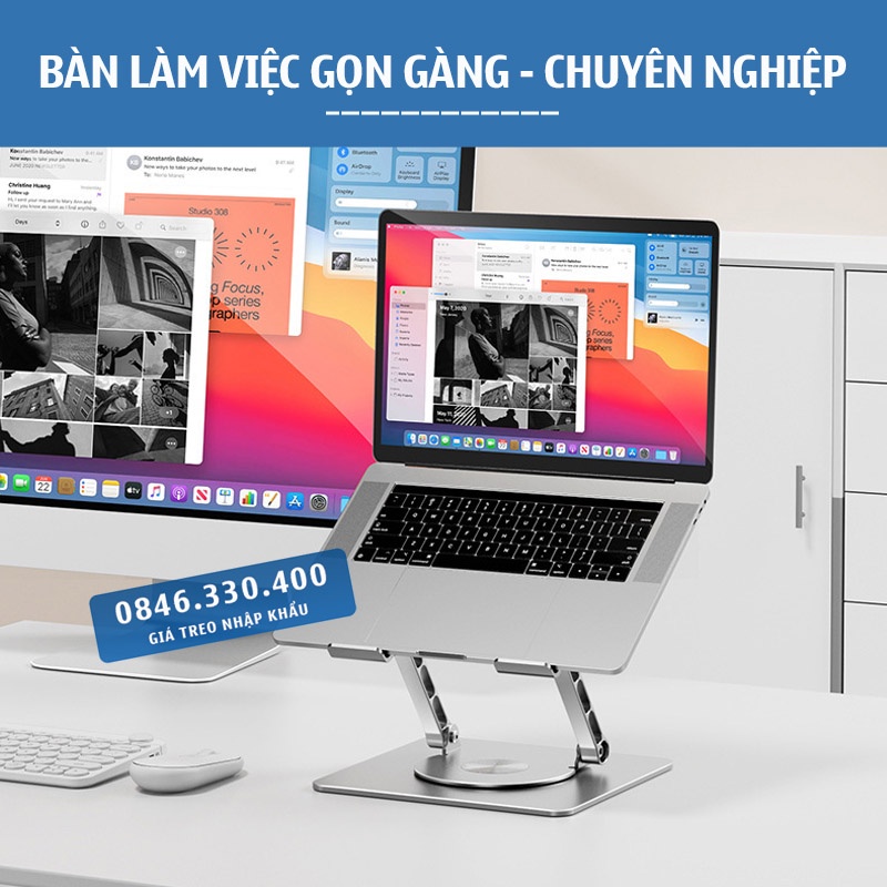 LS652 – Giá đỡ nâng hạ Laptop – Laptop Stand – Laptop Macbo.ok Ip.ad - Xoay 360 Độ ….Hợp kim nhôm