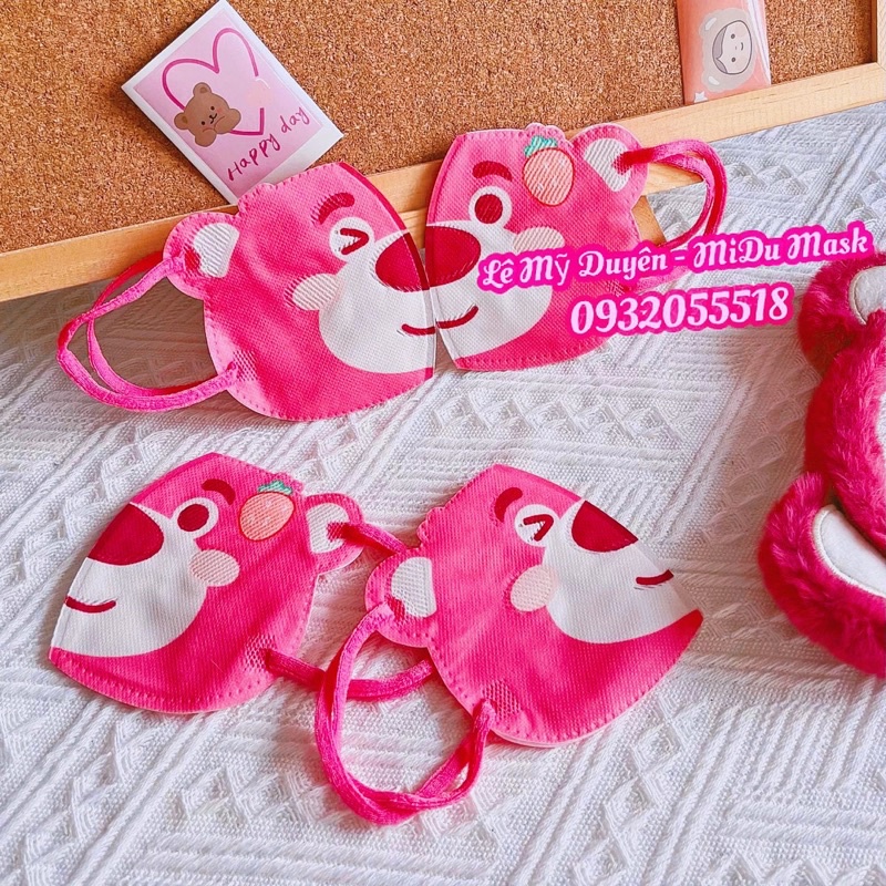 Túi 10 Cái Khẩu Trang 3D Mặt Gấu Lotso Cute Cho Người Lớn Và Trẻ Em
