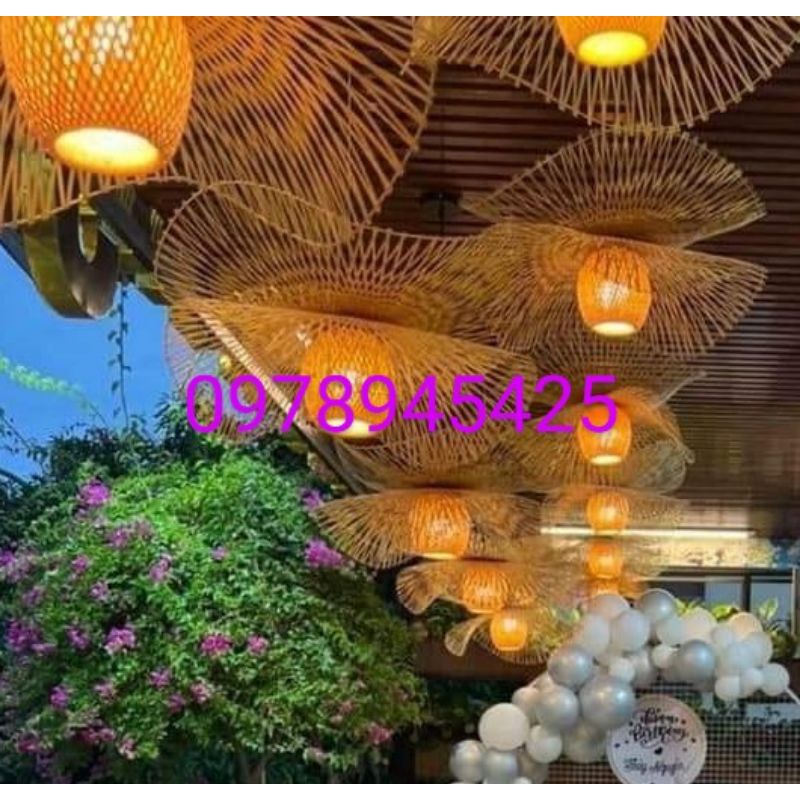 Đèn tre đèn mây tre đèn thả mây tre lá sen kép