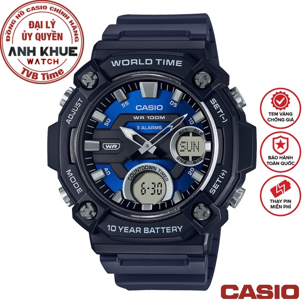 Đồng hồ nam dây nhựa Casio Standard chính hãng Anh Khuê AEQ-120W-2AVDF (52mm)