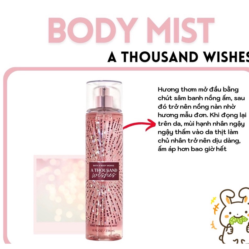 XỊT THƠM BODY MIST A Thousand wish- Bath and Body Works 236ml