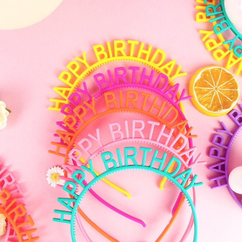 Băng Đô Chữ Happy Birthday Nhiều Màu Sắc Xinh Xắn Cho Nữ