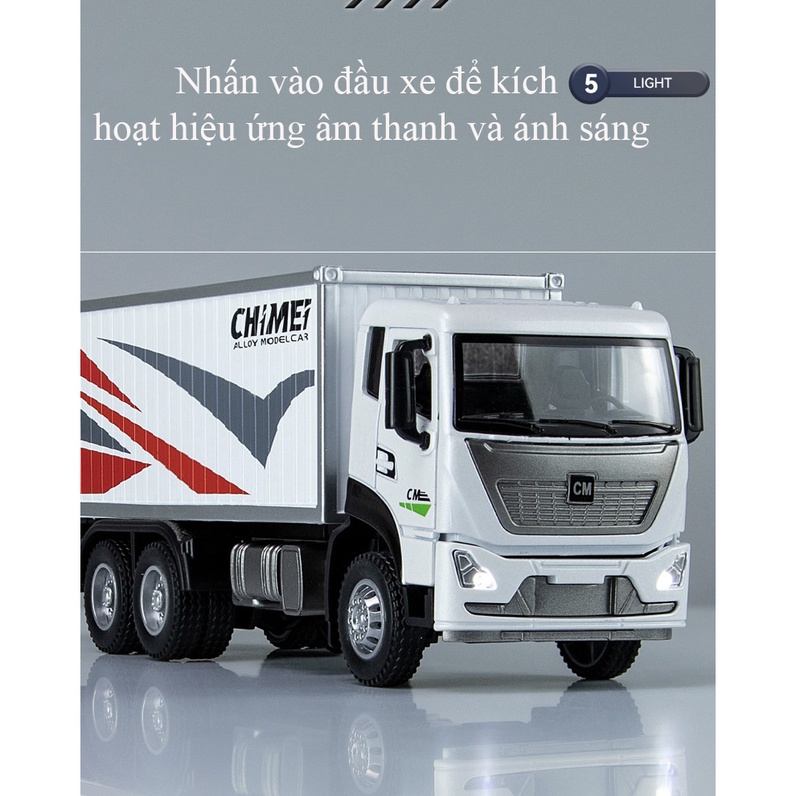 Đồ chơi xe container thành phố KAVY bằng hợp kim nguyên khối có nhạc đèn mở được cửa xe và thùng xe