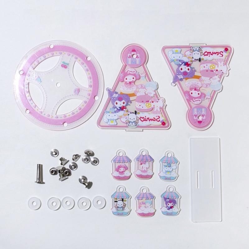 SANRIO Bộ Giá Đỡ Hình Vòng Đu Quay Goo Melody Kuromi Bằng Acrylic Đáng Yêu DIY