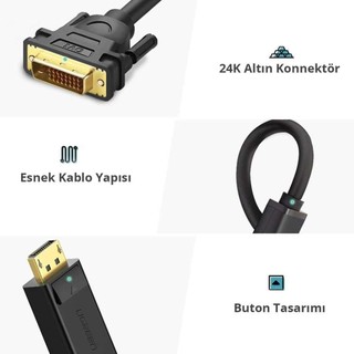 Dây cáp DisplayPort đực sang DVI-D (24+1) UGREEN DP103