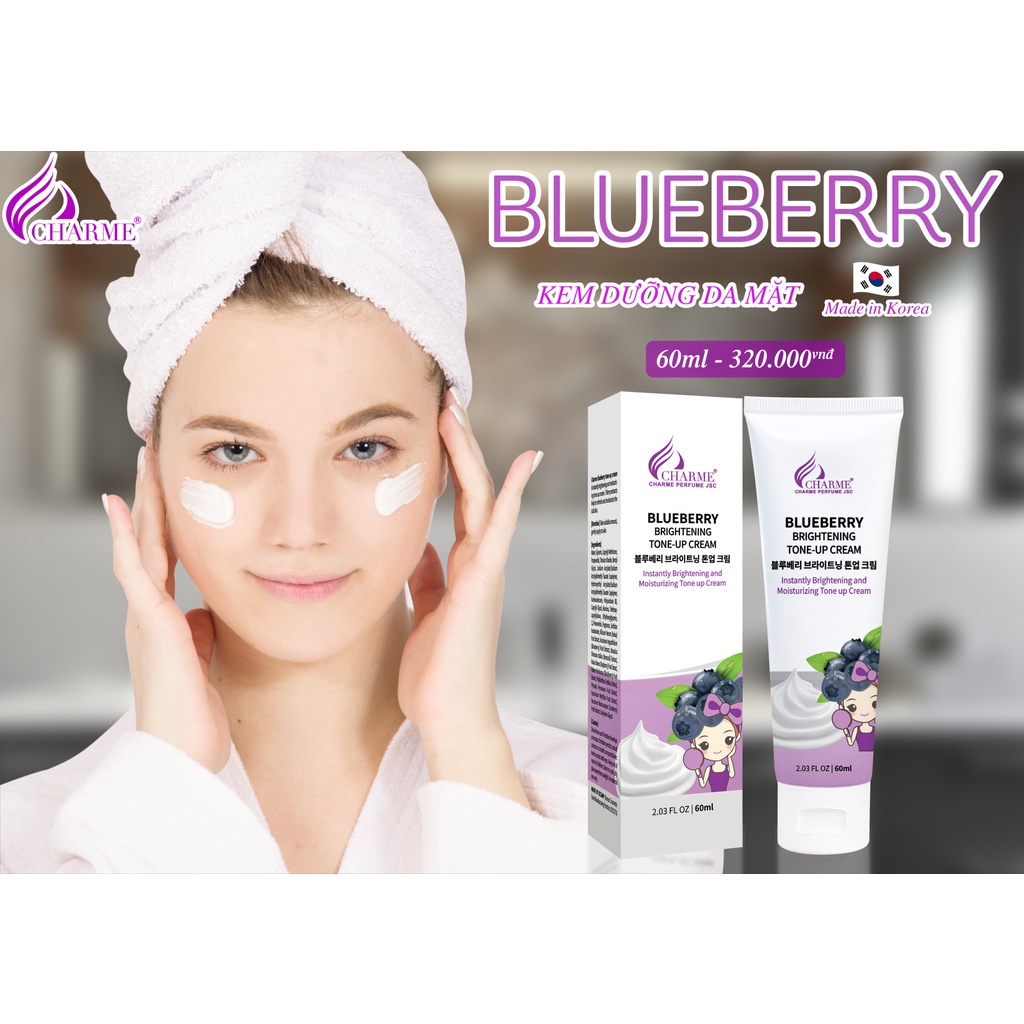 Kem Dưỡng Da Mặt CHARME Blueberry Brightening Tone-Up Cream Dưỡng Sáng Nâng Tone Tự Nhiên 60ml