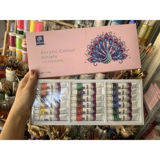 Bộ màu acrylic 18 màu dạng tuýp memory hộp 12m vẽ lên mọi chất liệu